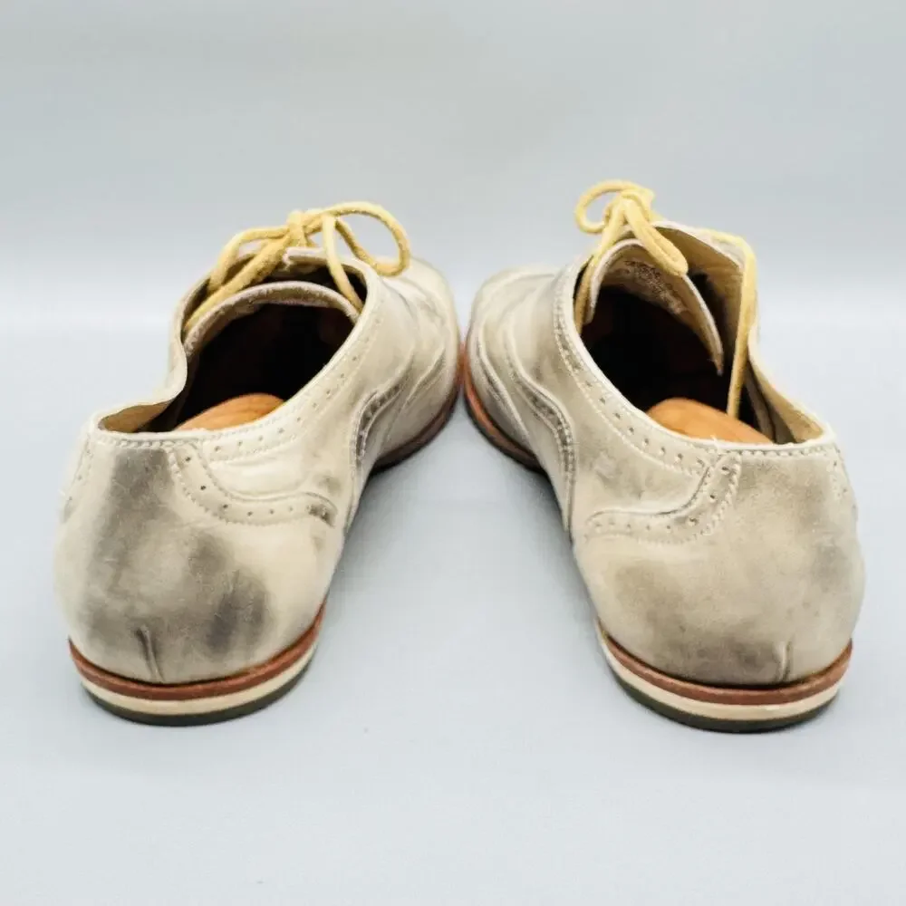 Sorel Shoes Mens 12.5 Beige Leather Wingtip Oxford Brogue Lace Up Casual Sneaker